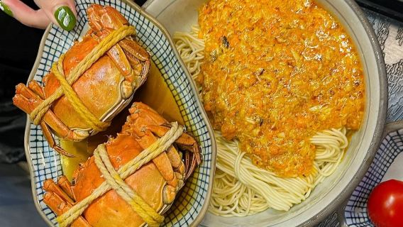 Guangzhou Xie San Bao · Pesta Kepiting · Nasi kuning telur kepiting (Toko Guangzhou Tianhe + Hidangan kepiting khas)