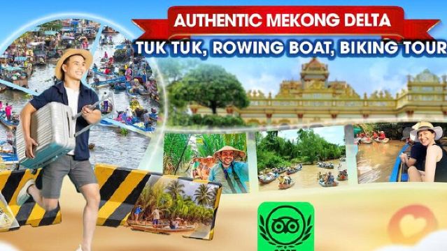 Authentic Mekong Delta: Tuk Tuk, Rowing Boat, Biking Tour