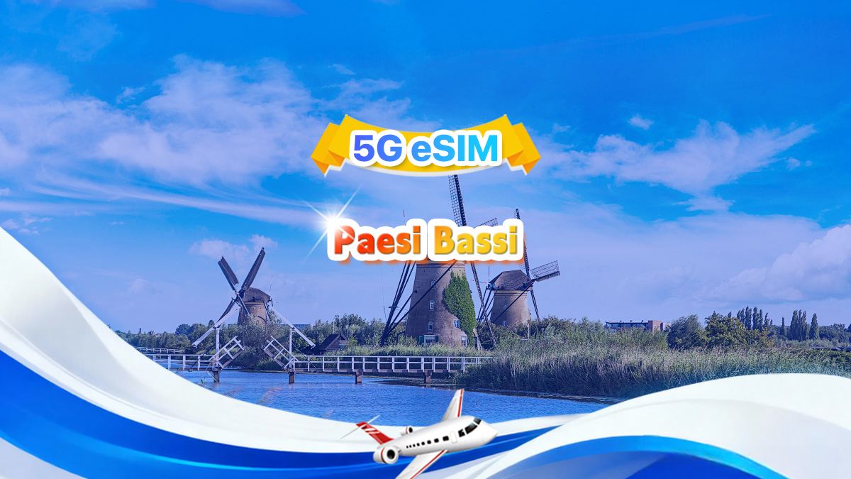 eSIM 5G Paesi Bassi | Pacchetto giornaliero/Pacchetto totale | 1 GB/giorno - totale 30 GB | 1-30 giorni | Sistema attivo 24 ore su 24 | QR code