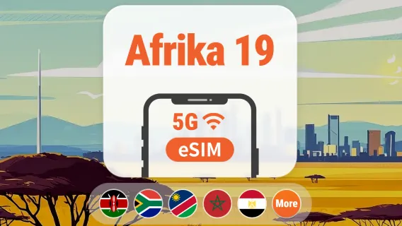 eSIM 5G Afrika 19 Destinasi | All AI & TikTok | 1–30 Hari | QR Code