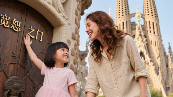 西班牙巴塞隆納聖家族大教堂Trip Moments【跟拍攝影親子照情侶閨蜜兒童跟拍家庭Trip Moments】