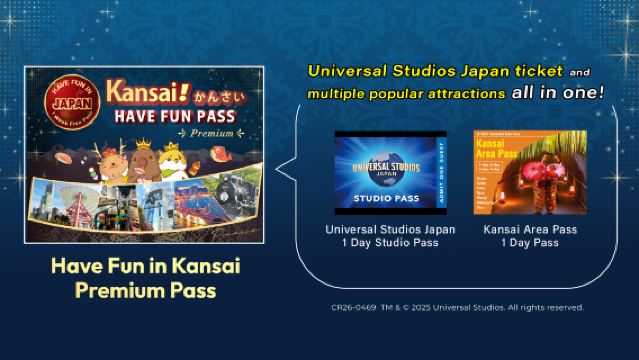 [เลือกได้ ยูนิเวอร์ซัล สตูดิโอส์ เจแปน/JRPASS] บัตรเที่ยวเขตคันไซเวอร์ชันหรู 1 Week Free Pass