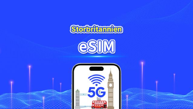 Storbritannien eSIM | 5G/4G | Højhastighedsdata | 24 timer | Valgfri varighed 1-30 dage | QR-kode