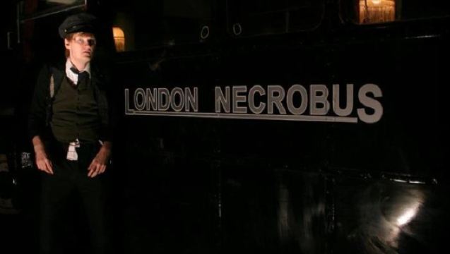 Edinburgh ghost bus tour in the UK - vintage bus + scary conductor performance