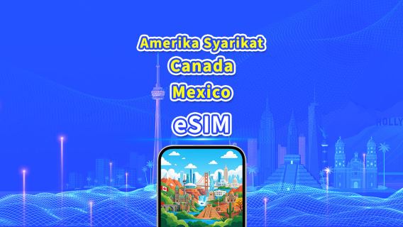 Amerika Syarikat / Kanada / Mexico 5G eSIM | Pelan Data Harian / Jumlah | 1–30 Hari | Pengebilan 24 Jam | Kod QR