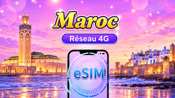 eSIM 4G Maroc | Compatible avec ChatGPT | Forfait journalier / Forfait de données | Facturation 24/24 | 1-30 jours | QR code
