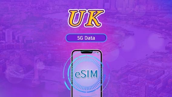 United Kingdom(UK) | 5G/4G eSIM | Day Pass/Total Package | Natural Day Billing | 1-90 days | QR code
