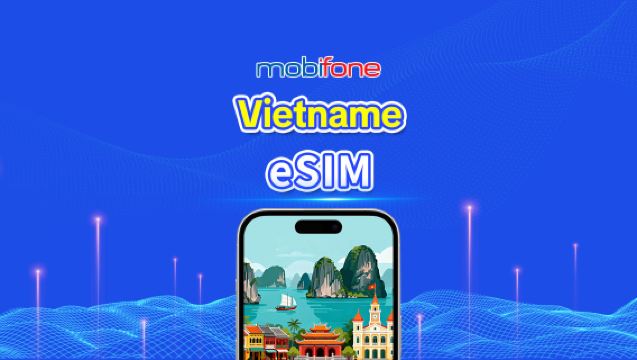 eSIM da Mobifone no Vietnã | 4G | Total de 30GB/50GB | Número de telefone local | Cobrança por dia natural | Código QR
