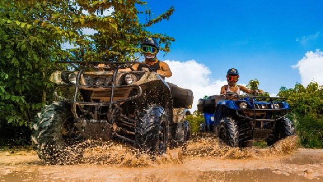 Petualangan ATV, Jembatan Interaktif, Zipline, Cenote, dan Makan Siang