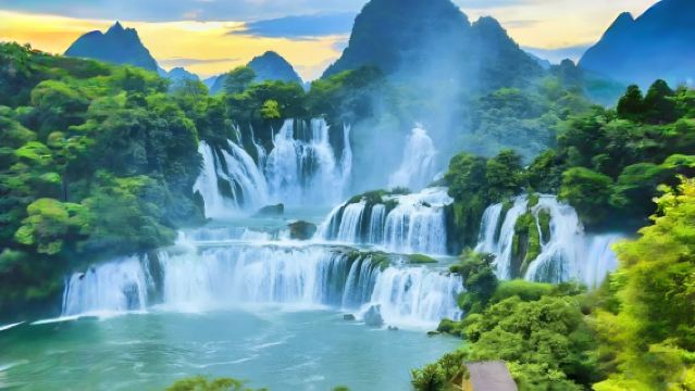 德天跨國瀑布景區一日遊：純玩大巴團+可明仕田園+魚鱗壩+含午餐