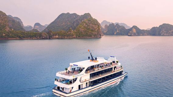 Ha Long Bay Diamond 1-day tour | Sung Sot cave + Paradise island | cruise buffet lunch · enjoy at sea