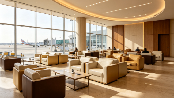 Voucher para o Lounge VIP do Aeroporto Internacional Rainha Alia em Amã, Jordânia | Sala VIP do Aeroporto de Amã | Transferência/Pernoite confortável para espera de voo