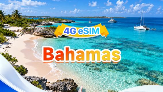 Bahamas eSIM | Unterstützung für All AI & TikTok | 500MB/Tag-Gesamtvolumen 100GB | 1-30 Tage | 24-Stunden-Abrechnung | QR-Code