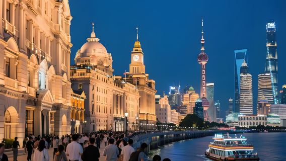 Excursión de un día por el Jardín Yuyuan, el Templo del Dios de la Ciudad, la calle peatonal de Nanjing, la Torre de la Perla de Oriente y un crucero por el Bund en Shanghái