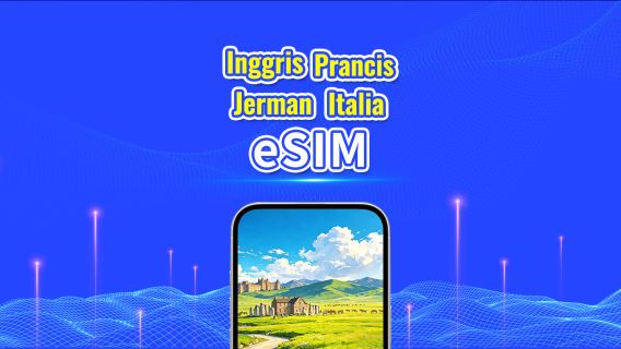 Inggris Raya/Prancis/Jerman/Italia eSIM | 5G/4G | Paket harian/kuota data | Penagihan per 24 jam | 1-30 hari | QR code