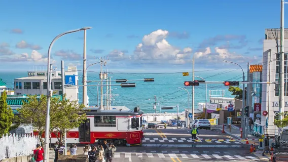 Busan One Day City Tour with Blueline Park Songjeong Beach Train (Haedong Yonggungsa Temple + Songdo Skywalk + Gamcheon Culture Village)