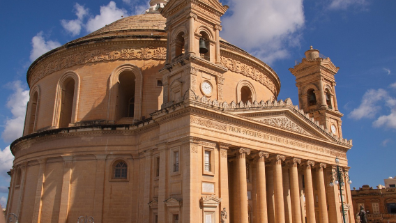 1-day private chartered tour to Mosta Rotunda, Mdina Old City Fortress and Fort St Angelo