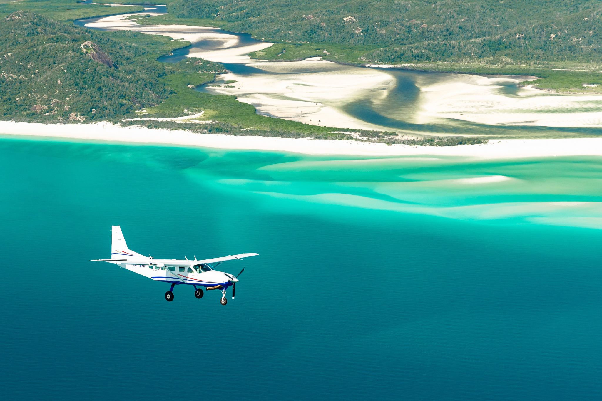 Tour in aereo + motoscafo alle Isole Whitsunday [Scogliera a forma di cuore, Spiaggia di Whitehaven, Belvedere di Hill Inlet]