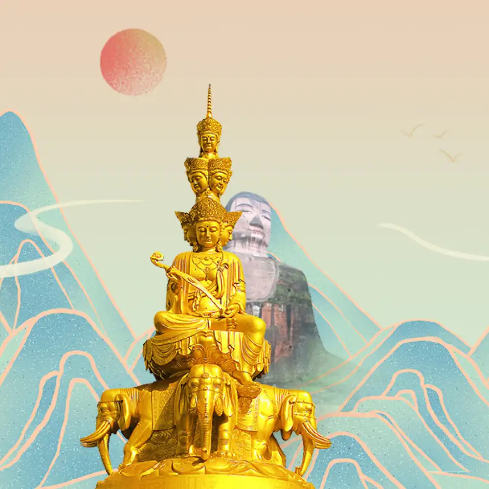 yumi5c　溶岩モアイ像　112 エスニック Mount Emei one-day tour[15-person Small Group Golden Summit