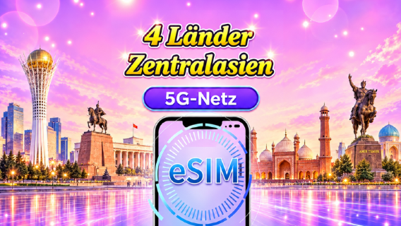Kasachstan/Kirgisistan/Pakistan/Usbekistan|5G/4G eSIM| Tagespaket/Datenpaket|24-Stunden-Abrechnung |1-30 Tage |QR-Code