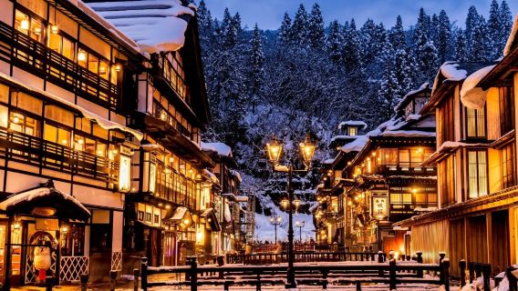 tour di un giorno a Ginzan Onsen e al villaggio delle volpi di Zao da Sendai