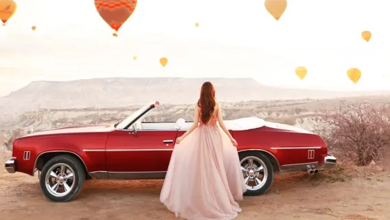 Turkey Classic Car Half Day Tour Goreme private charter Chasing hot air balloon ride Sunrise/Sunset Cappadocia Tourism