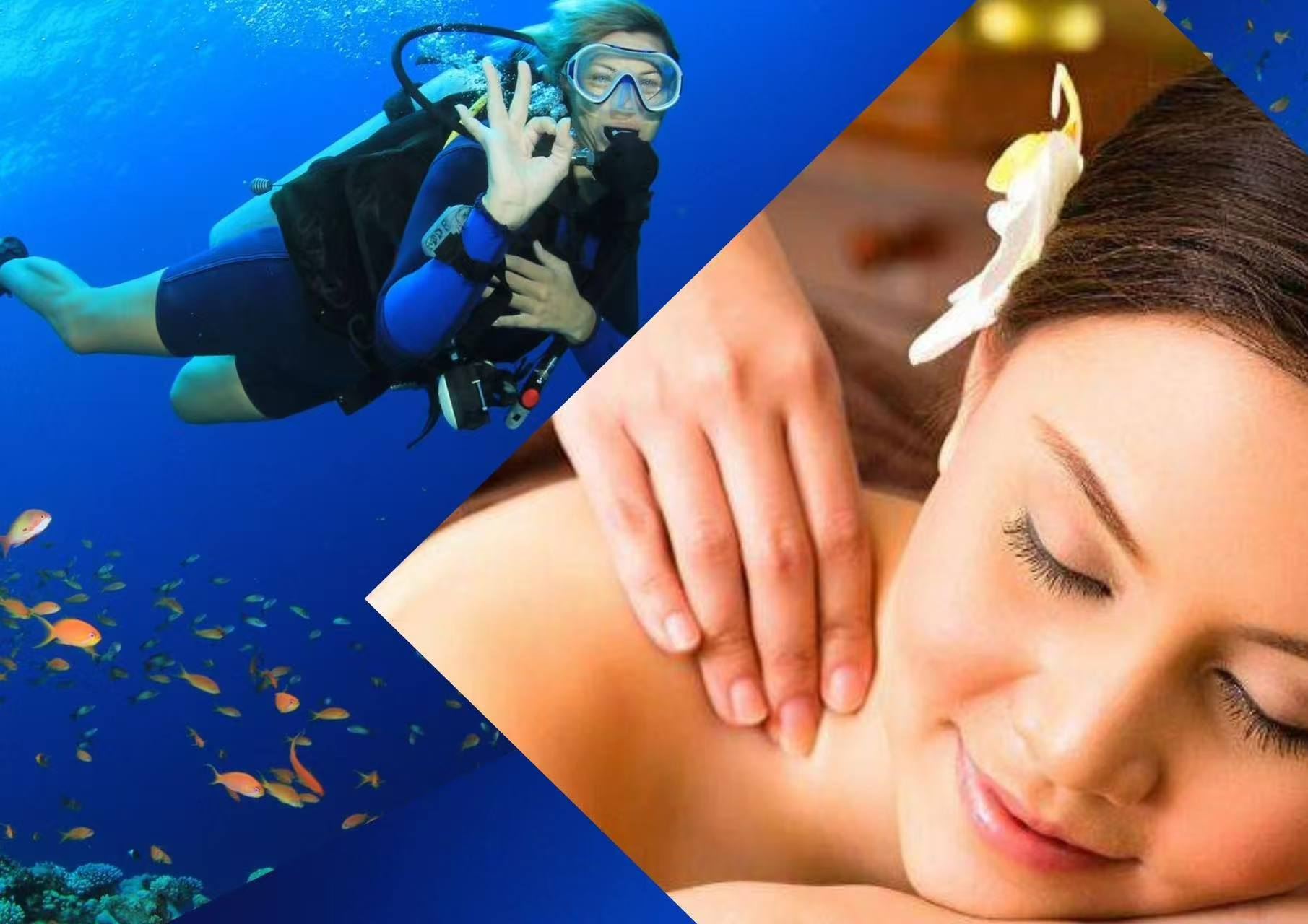 보라카이 섬 다이빙(수중 촬영, 전문 코치, 열대어 군집 및 산호)과 보라카이 섬 마사지 패키지