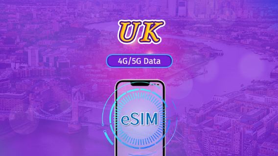Reino Unido | eSIM 5G/4G | Paquete diario/paquete de datos | Restablecer el tráfico por hora de destino | 1-90 días | Código QR
