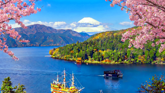 Hakone & Mount Fuji Day Trip from Tokyo (Hakone Shrine&Lake Ashi Floating Torii Gate&Ninja Bus&Hakone Ropeway&Owakudani&Lake Yamanaka | Small Group Max 9 | Hotel Pick-up Option)