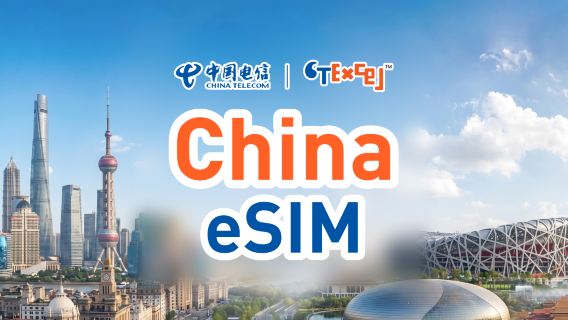 【中國大陸】中國電信 CTExcel eSIM|4G/5G|7-365日|總量型|支援TikTok X|QR code