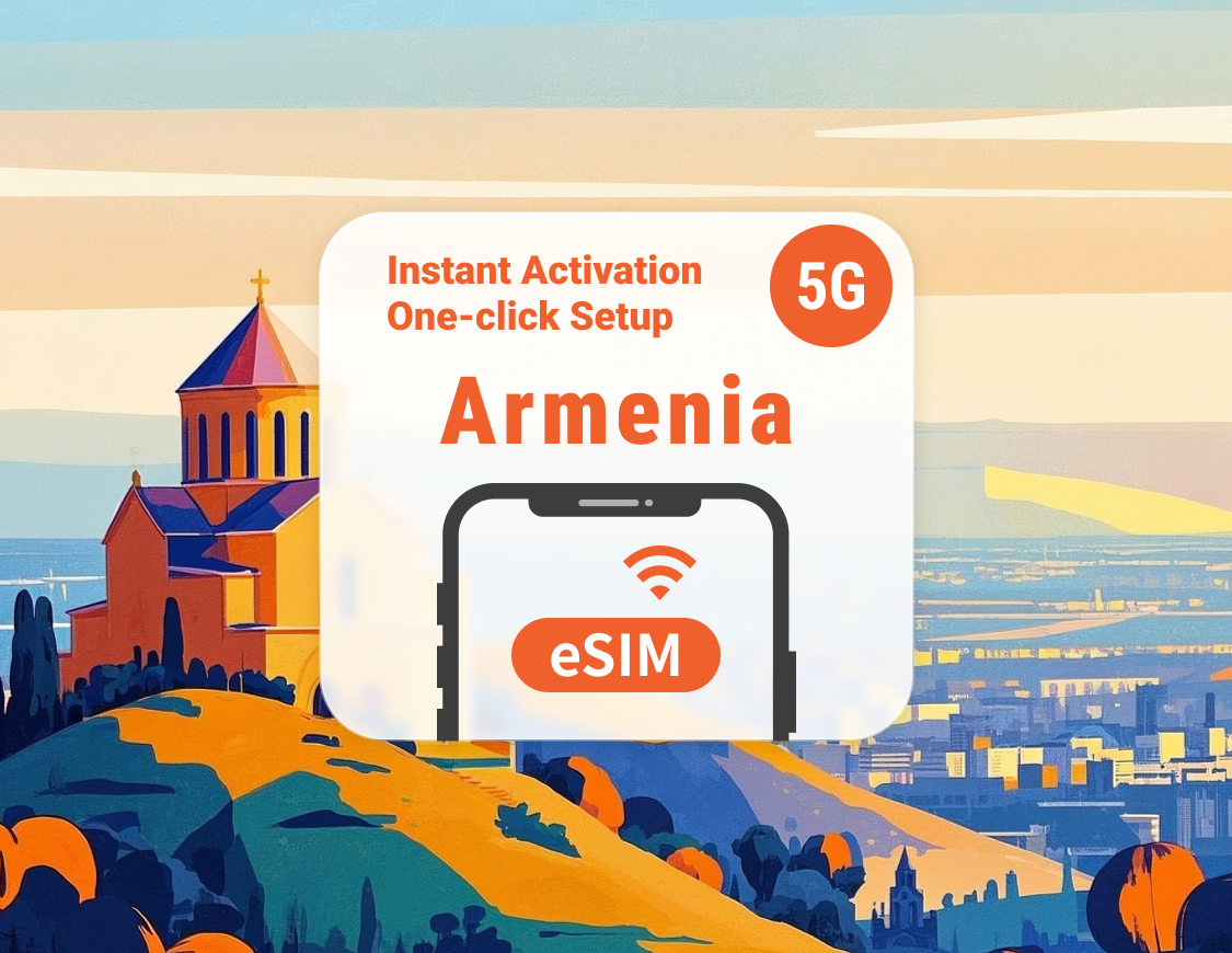 Armenië 5G eSIM | Dubbele netwerkdekking | 1–30 dagen | Directe QR-code