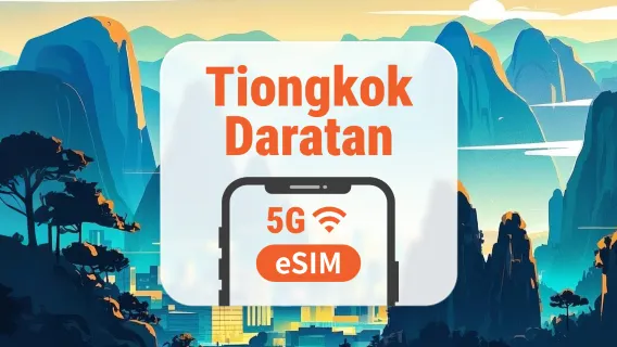 eSIM 5G China | 2 Jaringan • All AI & TikTok | 1–365 Hari | QR Code