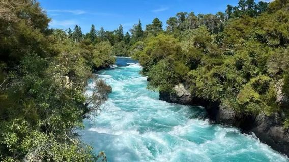 【ロトルアの湖と山の風景】タウポ湖+フカ滝+フカ釣りエビ楽園貸切チャーター日帰りツアー