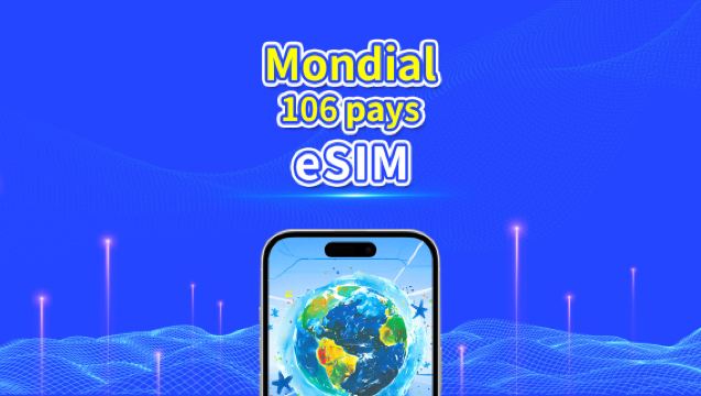 eSIM de 106 pays à travers le monde | 4G/5G | réseau à haute vitesse | Forfait de données quotidien/total | Facturation 24h/24 | 1-30 jours | code QR