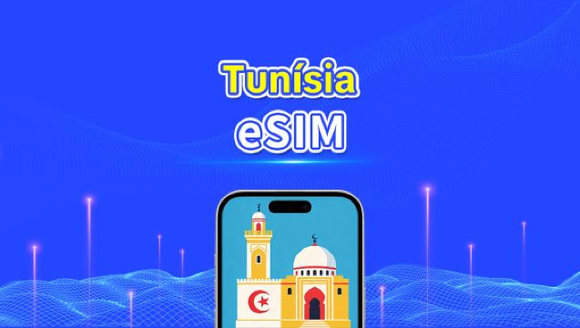 eSIM da Tunísia | 5G/4G | Dados de alta velocidade | 24 horas | Dias opcionais de 1 a 30 dias | Código QR