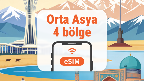 Orta Asya 4 Ülke eSIM | Tüm AI & TikTok | 1–30 Gün | QR Kod