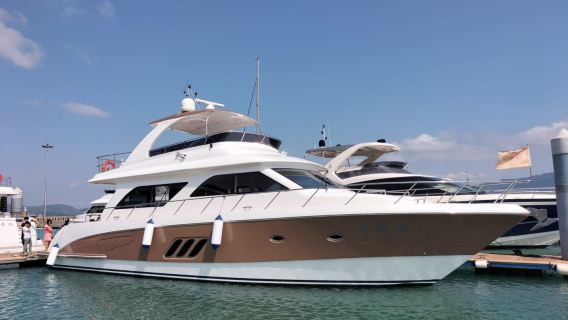 【深圳遊艇租賃】深圳七星灣72呎豪華遊艇包船出海帶飛橋+KTV+海釣+泳池滑梯+遊艇自駕體驗