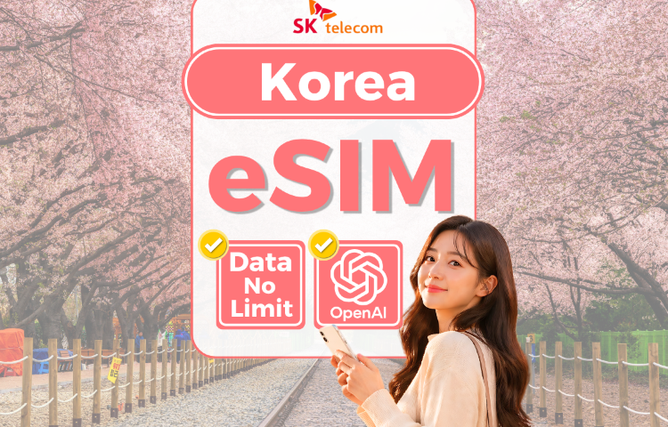 [Free T-Money | Daiso e-coupon] South Korea SK Telecom Local 4G LTE eSIM | Unlimited Data | Voice & Texts | ChatGPT Full Access | QR code