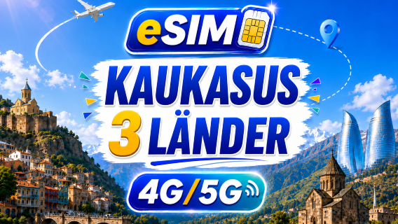 Kaukasus 3 länder 5G/4G eSIM | Fullt stöd för AI & TikTok | 500MB/dag - Totalt 100GB | 24-timmars debitering | QR-kod