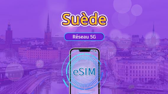 Suède | eSIM 5G/4G | Forfaits journaliers/Data | Facturation par jour calendaire | 1 à 30 jours | Code QR