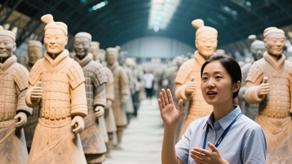 [Guía en Xi'an con idiomas extranjeros] Visita guiada con explicaciones en inglés para los Guerreros de Terracota en grupos pequeños independientes, disponible en ruso, alemán, francés y español