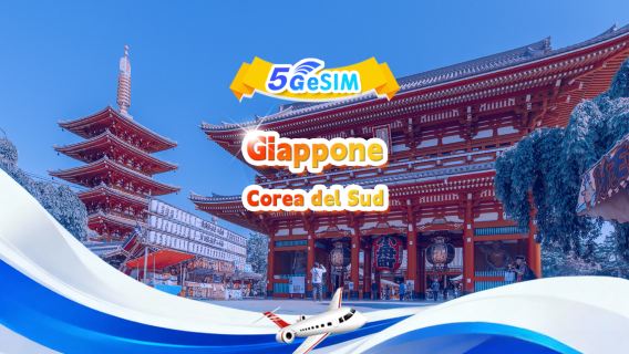 eSIM 5G per Giappone e Corea del Sud | Pacchetto giornaliero/Pacchetto totale | 1-30 giorni | QR code