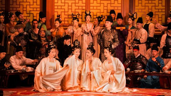 Perjamuan Istana Henan dan Perjamuan Musik Dinasti Tang (Naik menara untuk menikmati pemandangan malam + pengalaman berpakaian Hanfu opsional + mencicipi teh dan camilan Tang)