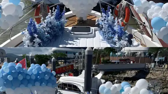 珠海58英呎豪華遊艇包船出海佈景選項含2小時出海+生日求婚佈置