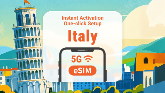 eSIM 5G Italia | Jangkauan Jaringan Ganda | 1–30 Hari | Kode QR Instan