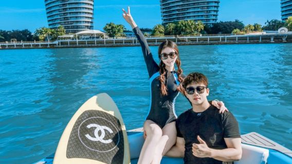 【三亞尾波衝浪】零基礎可玩 多船型可選 專業教練 造浪艇包船衝浪