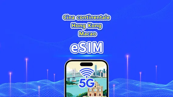 Cina continentale/Hong Kong/Macao eSIM | 5G/4G | Pacchetto dati giornaliero/totale | 1-30 giorni | Fatturazione a giorni di calendario | Codice QR