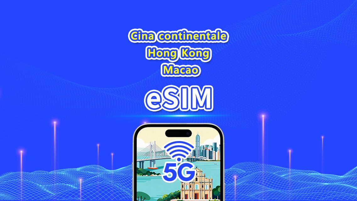 Cina continentale/Hong Kong/Macao eSIM | 5G/4G | Pacchetto dati giornaliero/totale | 1-30 giorni | Fatturazione a giorni di calendario | Codice QR