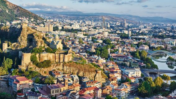 Tbilisi Holy Trinity Cathedral + Bridge of Peace + Freedom Square + Dry Bridge Market