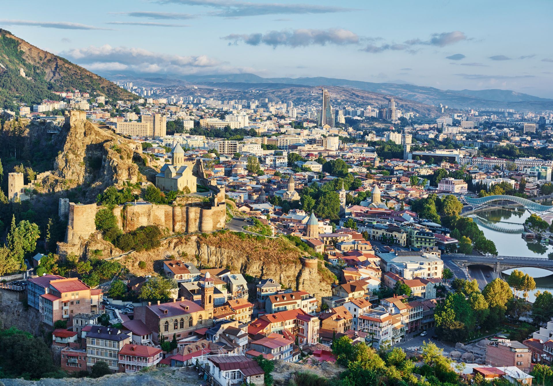 Tbilisi Holy Trinity Cathedral + Bridge of Peace + Freedom Square + Dry Bridge Market
